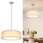 DLLT 3-Light Drum Pendant Light, Semi Flush Mount Ceiling Light，Modern Ceiling Hanging Chandelier Lighting Adjustable Height for Kitchen, Dining Room, Bedroom, Living Room