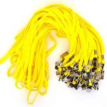 Bird Fiy 50 Pcs Cotton Lanyard Bulldog Clip 32-inch Flat Braid Neck Lanyard for Id Cards/Badges (Yellow)