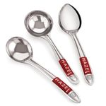 HAZEL Stainless Steel Kitchen Tools Spoon Set of 3 (Ladle, Oval Shape Spoon, Pan Shape Spoon)