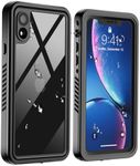 SUPFINE for iPhone XR Phone Case Waterproof,[Built-in Screen Protector][IP68 Underwater][15FT Military Dropproof] Full Body Rugged Heavy Duty Shockproof Waterproof Phone Case-Black/Clear