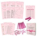 Baby Shower Games for Girls - Ultimate Girl Baby Shower Set | Includes 9 Unique Girl Baby Shower Games, Baby Shower Decorations for Girl (100 Mini Clothespins +100 Mini Acrylic Pacifiers) and 25 Pens