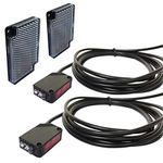 IKSACE E3Z-R61 Photoelectric Beam Sensor Indoor Wall Mounted NPN (NO Or NC Switchable) Retroreflective photoelectric Sensor Proximity Switch with 2M Cable,Reflector Panel, Pack of 2