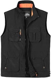 Yukirtiq Homme Gilet de Pêche Multi-Poches Sans Manche Veste Gilet Journaliste Reporters Photographie Gilet de Randonnée, A-Noir, XL