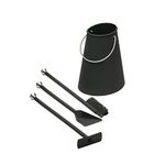 Morsø Ellipse Fireplace Set – 3-Piece Fireplace Set incl. Holder, Dustpan, Broom & Poker which Doubles as a Blow Pipe, Made of Robust Steel, in Classic Design, Black