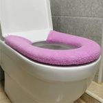 XINFAWE Toilet seat Warmer Cover, Closestool Mat Washable, Universal Toilet Seat Mat Button Style Soft and Warm Toilet Seat Pad. (Light purple)