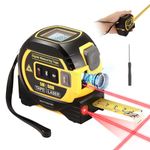 Neulriscn Laser Tape Measure, 3 in 1 Digital Laser Distance Measurement Tool, LCD Display, 196FT/60M Laser Measure, 16FT/5M Tape Measure and Cross Line Laser, M/In/Ft, Measuring Distance, Area, Volume