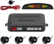 TKOOFN Highly Sensitive Buzzer Safety Alert Car Reverse Back Up Radar System with 4 Ultrasonic Parking Sensors & LED Display for Universal Auto Vehicle, Black