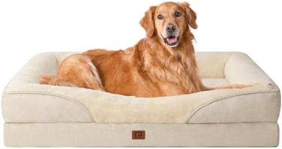 EHEYCIGA Memory Foam XL Dog Bed for XLarge Sized Dog, Extra Large Orthopedic Dog Sofa Bed with Sides and Waterproof Liner, Washable Bolster Pet Bed Couch with Removable Cover, 42x30x7.5 Inch, Beige