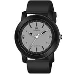 IIK COLLECTION Watches Men Round Numerical Dial Men Watch Silicon Strap Long Battery Life Stainless Steel Bracelet Black Chain Adjustable Flexible Silicon Strap Watches Boys. - Analogue