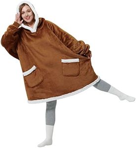 Bedsure Wearable Blanket Hoodie Women - Sherpa Fleece Hooded Blanket for Women, Warm & Fashionable Blanket Sweatshirt with Giant Pocket, Christmas Gifts for for Women (Small, Brown)