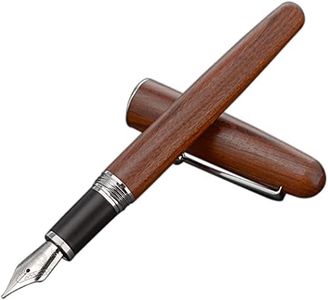 Gullor Natural Wood Fountain Pen Medium Nib with Ink Converter, Screw Cap Silver Clip