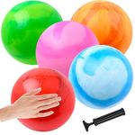 18 Inch Marbleized Bouncy Ball, 5 Pack Rubber Inflatable Kick Ball Water Ball, Bouncing Sensory Ball with Pump for Pool, Yoga, Park, Backyard, Beach, Playground, Indoor & Outdoor Game, Party Favors