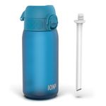 ION8 Kids Water Bottles With Straw, BPA Free, Leakproof, Dishwasher Safe, Small Boys, Girls & Toddler Water Bottle,Kids Drinks Bottle for School Lunch Box, Blue, 350ml/12oz