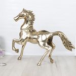 Artavrko Brass Running Horse Showpiece Statues Home Decor Good Luck for Success and Prosperity | Table | Office (12 Inches Gold)