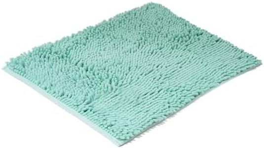 MOPAREL Alfombra de Baño Antideslizante y Muy Absorbente Shaggy de 60x40cm. Alfombrilla para Bañera y Ducha Extra Suave y Súper Cómoda de Microfibras de Chenilla. Color Verde Aguamarina