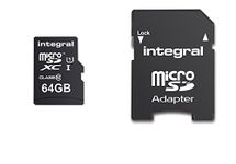 Integral INMSDX64G10-90U1 UltimaPro 64 GB MicroSDXC Class 10 Memory Card up to 90 MB/s, U1 Rating, Black