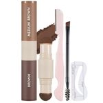 Eyebrow Stamp Stencil Kit, Waterproof Eye Brow Shaper Kit with Dual-Color Eyebrow Stamp Pomade, 20 Reusable Eye-brow Stencils, Brush, Eye Brow Razor