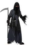 Spooktacular Creations Glowing Eyes Grim Reaper Costume for Kids, Dark Knight Reaper Phantom Costume for Halloween-L(10-12yr)