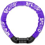 SPGOOD Bike Locks Heavy Duty/Bicycle Chain/Cycling Lock (14 Colors) 5-Digits Codes Resettable 100,000 Codes for Bike Cycle, Moto, Door, Gate Fence 830mm Length(Purple)