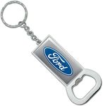 GRAPHICS & MORE Ford Motor Company Blue Oval Logo Keychain Rectangle Chrome Plated Metal Bottle Cap Opener