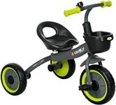 Qaba Tricycle for Toddler 2-5 Year Old Girls and Boys, Toddler Bike with Adjustable Seat, Basket, Bell, Black