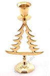 E-Handicrafts Pure Brass Christmas Tree Shaped Candle Holder Stand - 7 inches