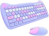 Bewinner Cat Keyboard - 2.4G Keyboard and Mouse Combo, Cute Cat Shape Low Power Technology Gaming Keyboard for Desktop Laptop Conference Tablet(Purple)