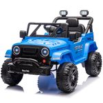 VOLTZ TOYS 12V Ride-On Car Truck for Kids with Open Doors, LED Lights, 2.4G Remote Control and MP3 Player with Music, Horn, Battery Powered Electric Vehicle Gift for Boys and Girls (Blue)