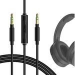 GEEKRIA Audio Cable with Mic Compatible with Skullcandy Hesh Evo, Hesh 3, Hesh 2, Venue, Riff 2 Headphones Cable, 1/8" (3.5mm) to 3.5mm Replacement Stereo Cord with Inline Microphone (4 ft/1.2 m)