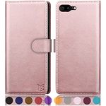 SUANPOT for iPhone 7 Plus/8 Plus 5.5" RFID Blocking Wallet case Credit Card Holder,Flip Book PU Leather Phone Shockproof Cover Cellphone Women Men for Apple iPhone 8 Plus case Wallet (Rose Gold)