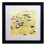 Trademark Fine Art Pebbles on The Beach White Matte Artwork by Michelle Calkins, 16 by 16-Inch, Black Frame