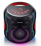 SHARP PS-919(BK) 130W Indoor/Outdoor Waterproof Portable Party Speaker with Built-in Rechargeable Li-ion Battery & Flashing Disco Lights, Bluetooth & TWS – Black