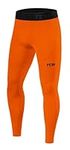 TCA Men Pro Performance Compression Leggings Thermal Base Layer Tights - Orange, XL