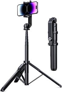 UGREEN iPhone Tripod Stand Filming Selfie Stick Bluetooth Remote 63”/1.6m Tall Phone Holder Portable 360° Rotating Mount Compatible with iPhone 16 Pro Max 15 Plus 14 13 12,Galaxy S24 Ultra A15,Camera