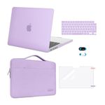 MOSISO Compatible with MacBook Pro 14 inch Case 2024 2023-2021 M3 A2918 A2992 M2 A2779 M1 A2442 Pro Max, Plastic Hard Shell Case&Sleeve Bag&Keyboard Skin&Screen Protector&Webcam Cover, Light Purple