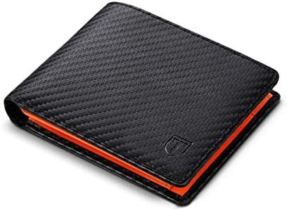 TEEHON® - Cartera para Hombre de Piel auténtica con Bloqueo RFID/NFC 9 Titular de Tarjetas de crédito, 2 Compartimentos para Billetes, clásico portafolios Bolsillo con Caja de Regalo, Color Negro y