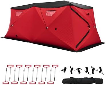 Albott Insulated Pop-Up Ice Fishing Tent, 8-10 Person Ice Shanty with 3-Layer Oxford Fabric, Waterproof Rain Cover, Chimney Vent, Anchors, Ropes, Carry Bag, Insulated and Warm Large Fishing Area