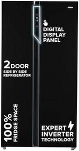 Haier 602L 3Star 2 Door Side by Side Frost Free Refrigerator|100% Convertible|Expert Inverter Technology|Digital Display Panel|Triple Twist Ice Maker|Deo Fresh Technology (HRS-682KS, Black Steel)