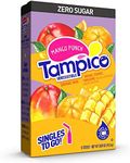 Tampico Singles To Go Drink Mix Packets, Mango Punch, Zero Sugar, Low Calorie, 100% DV of Vitamin C per Serving, Convenient, On-The-Go Water Enhancers, 6 sticks, Pack of 1