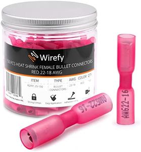 150 PCS Wirefy Heat Shrink Female Bullet Connectors - Female Wire Bullet Connectors - Electrical Bullet Butt Terminals - Red 22-16 AWG