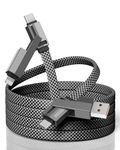 XCOOL USB C Cable, 4-in-1 USB-C Cable (6ft), 100W USB-C Charger Cable with Hook-and-Loop Fastener and Cable Management, USB-C Cable/Fast Charging for MacBook, iPad, iPhone, Samsung, Gray