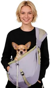 Dog Carrier Sling,Dog Carriers for Small Dogs & Cats Under 20 lbs,Puppy Carrying Backpack Pet Purse with Pockets,Adjustable Shoulder Strap,Hands Free for Travel (Purple)