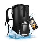 MoopGou Waterproof Dry Bag, Roll Top Dry Sack 35L/55L with Cushioned and Adjustable Straps, Waterproof Backpack for Paddle Board, Kayaking Boat, Fishing, Swimming, Waterproof Phone Case Include