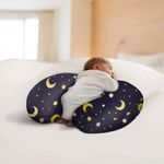 TILLYOU Breast Feeding Baby Pillow with Detachable Velvet Cover | Feeding Pillow for New Born Baby |Infant Support for Baby and Mom Cradle with Velvet Cover(Starry)