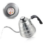 Azontion Gooseneck Kettle with Precise Thermometer, 0.9L 304 Stainless Steel, Triple Layer Base Pour Over Kettle for Coffee, Suit All Stovetops