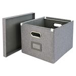 HMF Storage box with lid for DIN A4 hanging files, suitable for Kallax, 33 x 37.5 x 28 cm, grey