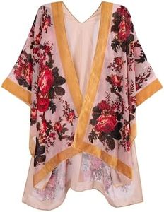 MJ SERECA Cardigan Long en Velours pour Femme sans Gland (Fleur de Nuage)