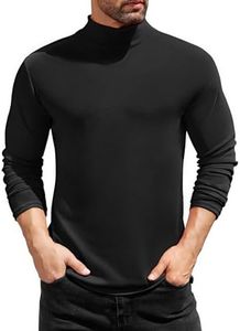 COOFANDY Mens Mock Turtleneck Shirts Long Sleeve T-Shirts Solid Color Tees Basic Slim Fit Pullover Lightweight T Shirts Black