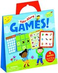 Peaceable Kingdom Take Along Games Reusable Sticker Tote, Portable Activity Set with Static Cling Play Boards and Scenes, Mess Free Travel Entertainment, Kids Age 3+, Four Game Collection