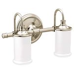 Moen YB6462NL Belfield 2 Dual-Mount Bath Bathroom Vanity Light Fixture with Frosted Glass, Polished Nickel